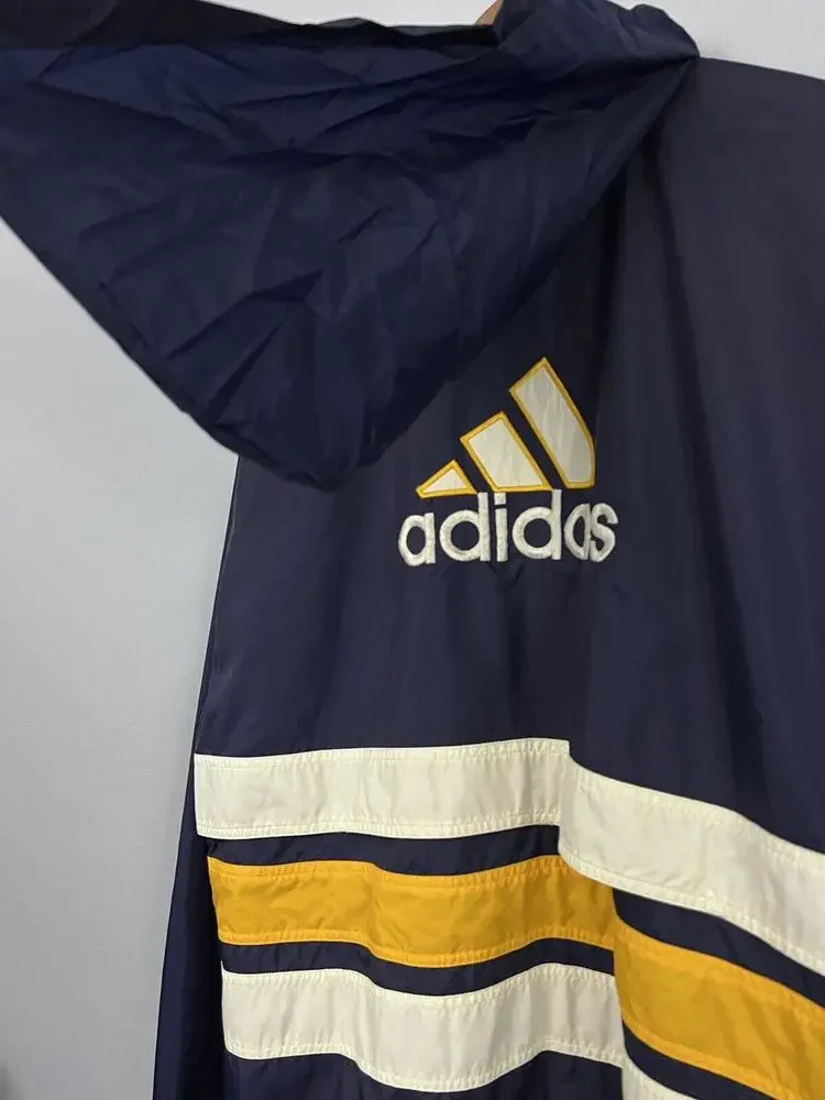 Vintage Adidas Windbreaker Jacket Navy Blue Yellow White 90s Full Zip Mens XL